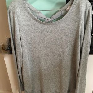 SOLD Gray Sparkly Women's Lauren Conrad Sweater with Nylon Tie on Open Back Sz M